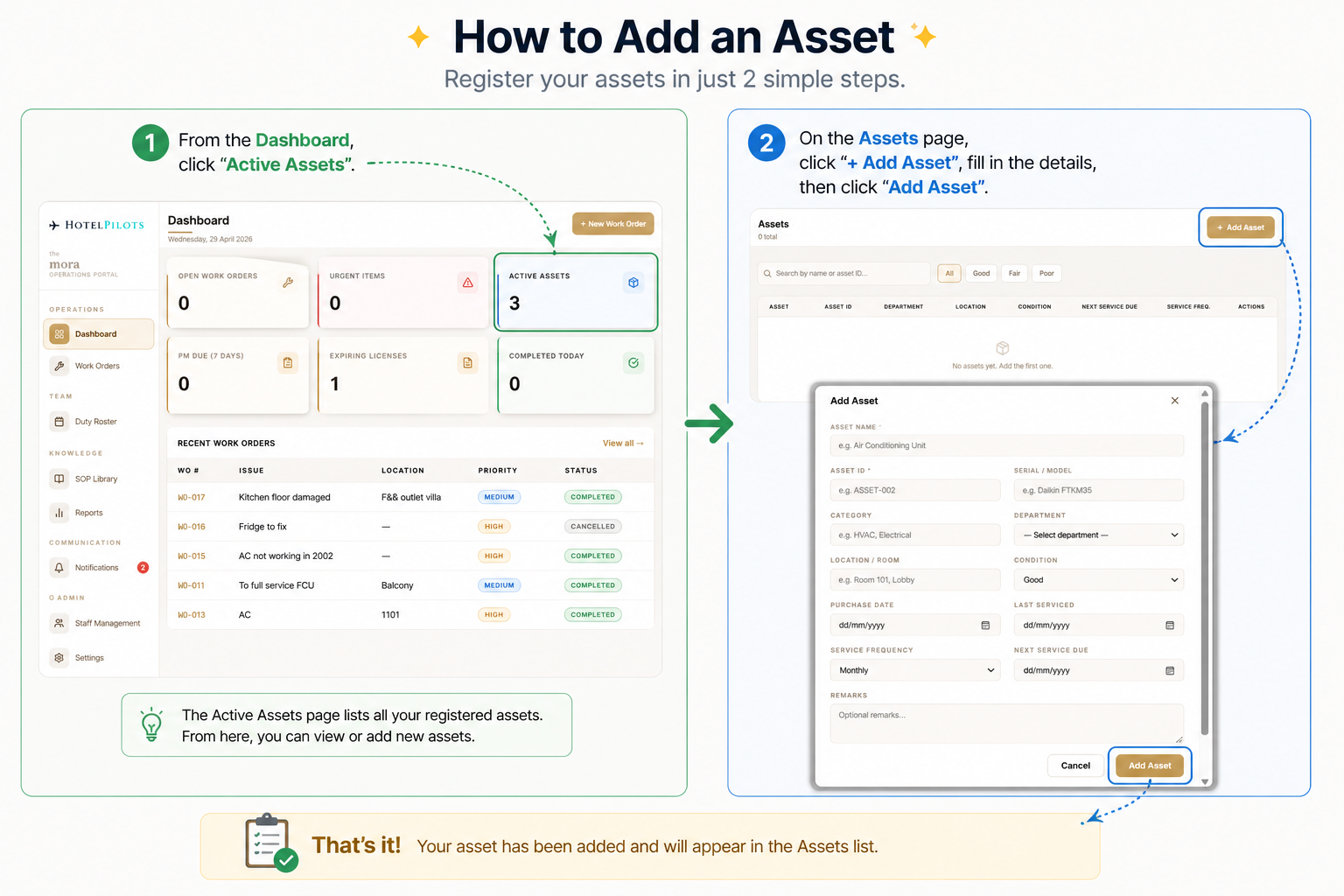 How to add an asset - step by step guide